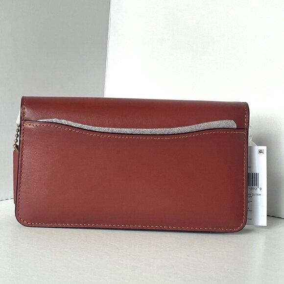 Coach Tabby Chain Clutch Signature Canvas Rust Tan CE774 Chain Crossbody ORGPKG - Picture 3 of 11